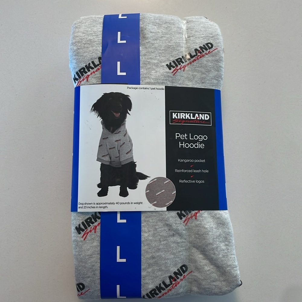Large Kirkland Cosco Dog Sweater Gray nwt